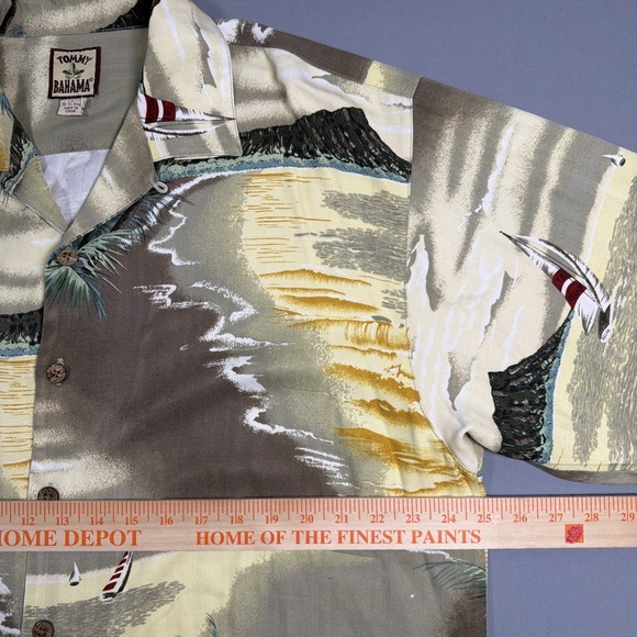 Tommy Bahama Mens Button-Up Short Sleeve Silk Hawaiian Sailboat Colorful Shirt L - Picture 14 of 15